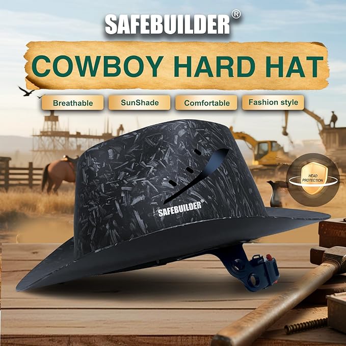 Cowboy Style Hard Hat Class C Safety Helmet Vented Full Brim Hard Hats Work Safety Helmet for Men and Women Outdoor,Industrial,Construction Head Protection- ANSI Approved
