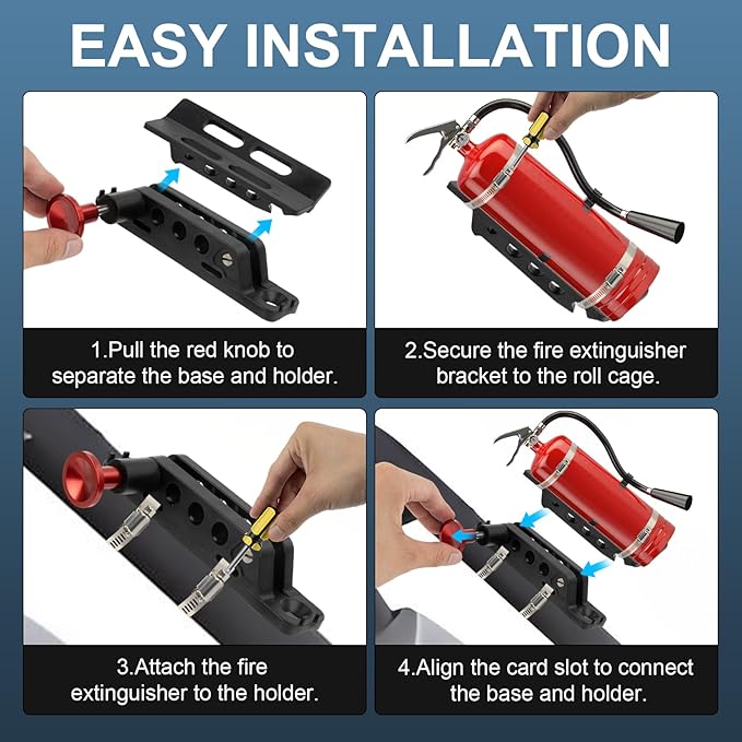 PSLER Quick Release UTV Fire Extinguisher Mount Kits Universal for Truck Wrangler JT TJ JKU JK JL UTV X3 RZR Ranger ATV SUV RV Red
