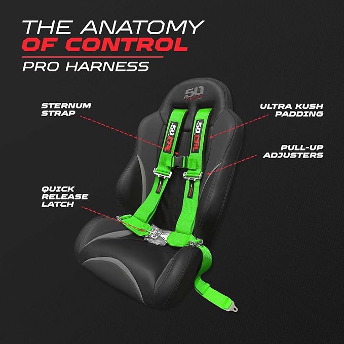 4 Point Harness for Bucket Seat, Quick Release Latch, 9 Color Options, Racing Harness, Race Car, Off Road Vehicle, UTV, RZR