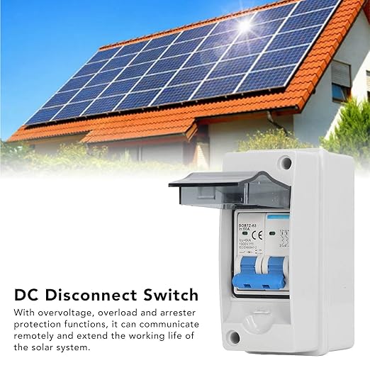 DC1000V 50A Disconnect Switch Solar Photovoltaic DC Distribution Box IP65 PV Miniature Circuit Breaker for Solar Panel Inverter Home RV Car