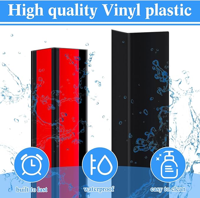 Sasylvia 10 Pcs 1-1/8 x 48 Inch Wall Corner Protector Guards with Self Adhesive, Black Vinyl Corner Trim Molding Plastic for Wall Furniture Door Tables Cabinet Edge, Avoid Scratching, Easy Install