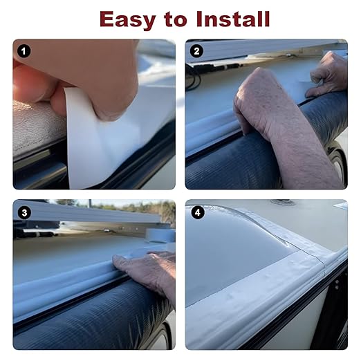 EDSRDRUS RV Roof Tape, Heavy-Duty Adhesive Butyl Seal Tape Waterproof UV-Resistant for RV Repair, RV Sealant Tape for Boat, Camper Roof Leaks (White, 6inch*50ft)