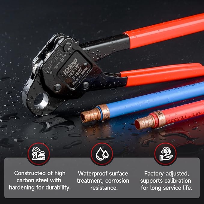 iCrimp Angle Head F1807 PEX Pipe Crimping Tool for Copper Rings - 1/2-inch Angle Single Crimper, Suitable for Tight Spaces