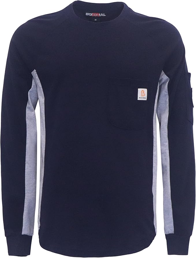 BOCOMAL FR Shirts Flame Resistant Shirt 5.5oz 100% Cotton Light Weight CAT2 Fire Retardant Henley Shirts