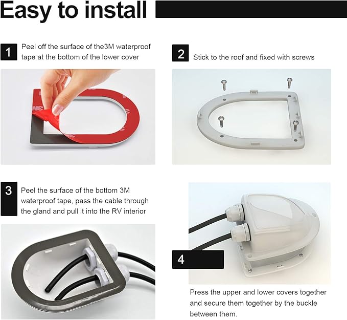 Haoguo ABS Solar Double Cable Entry Gland for All Cable Types 2mm² to 6mm² for Solar Project on RV Camper Van Travel Trailer Boat Cabin-White