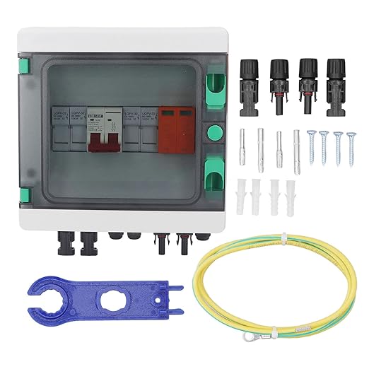 PV Combiner Box 2 String Solar Combiner Box with 15A 32A Circuit Breaker DC500V
