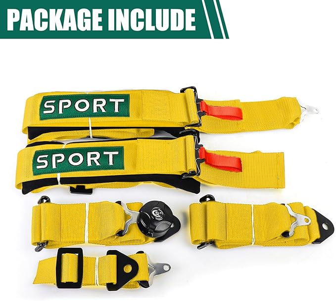 BESTZHEYU 5-Point Racing Harness Set SFI with Ultra Comfort Heavy Duty Shoulder Pads