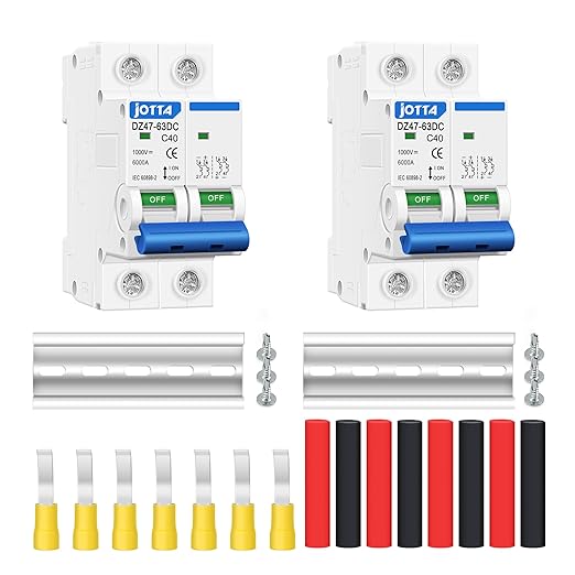 JOTTA DC Miniature Circuit Breaker,2 Poles 1000V for Solar PV System,Din Rail Installation (2 PCS 40A)