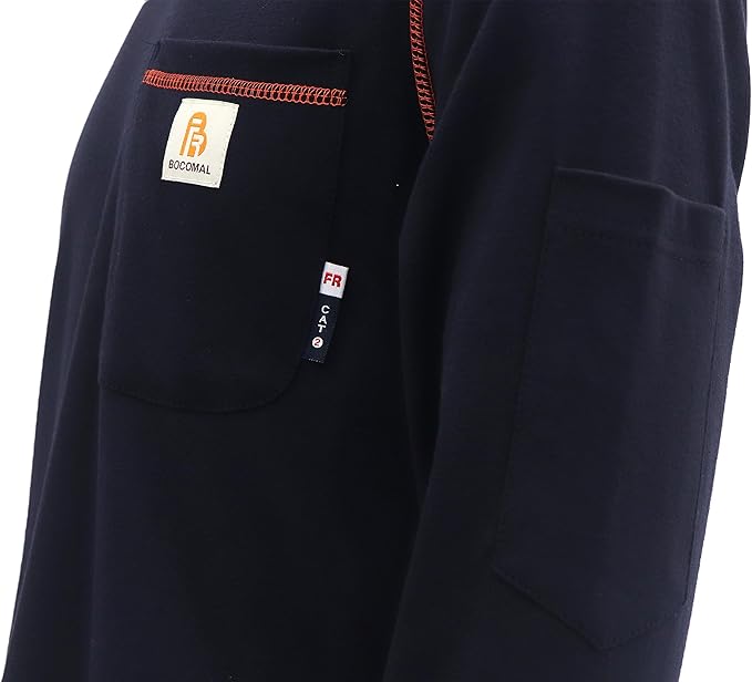 BOCOMAL FR Shirts for Men Lightweight Crew Long Sleeve Flame Resistant/Fire Retardant Shirt…
