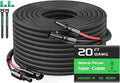 20FT Twin Wire Solar Panel Extension Cable, 12 Gauge PV Wire with IP68 Female & Male Waterproof Connectors, Flame Retardant Protective Sleeving and Dust Caps for Home, RV, Photovoltaic Systems
