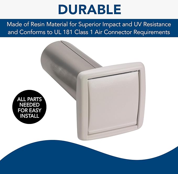 Broan-NuTone WVK2A Flexible Wall Ducting Kit for Ventilation Fans, Exhaust Fan 9-Piece Duct Kit, 4-Inch