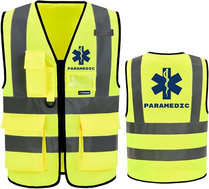 Reflective Security Safety Vests Heavy Duty with 7 Pockets and Front Zipper