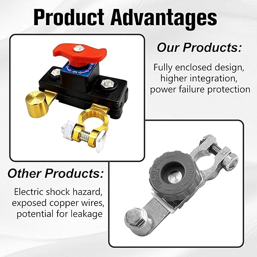 Car Battery Cut Off Switch, 2026 New Car Battery Power Cut-Off Switch Breaker, Smart Adjustable Battery Disconnect, Pure Copper Manual Rotary Battery Shut Off Switch Switch for Truck Boat Car
