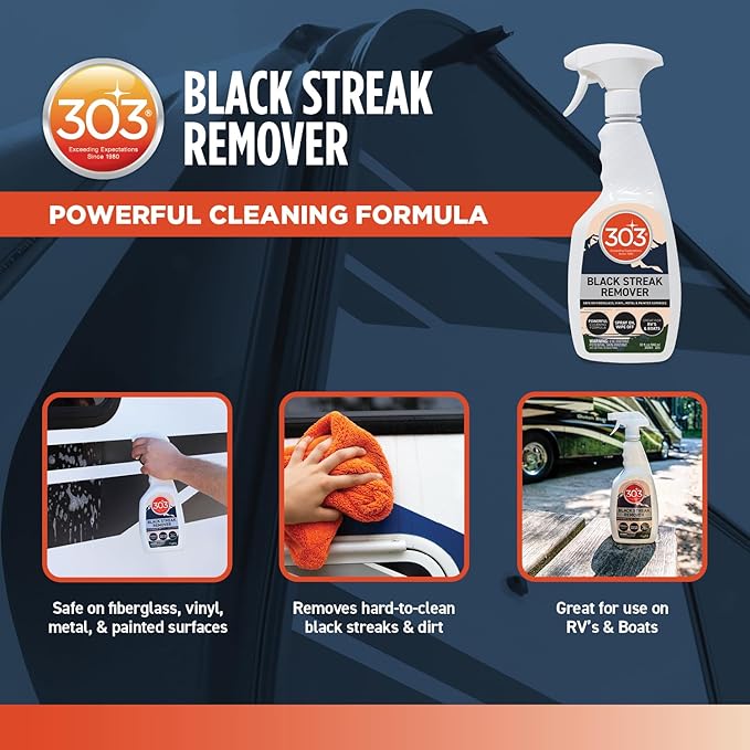 303 Products Black Streak Remover - Removes Black Streaks and Dirt, Provides A Clean, Streak-Free Finish on RVs, Campers, Pop-Ups, Motorhomes, and Boats, 32oz (30243)