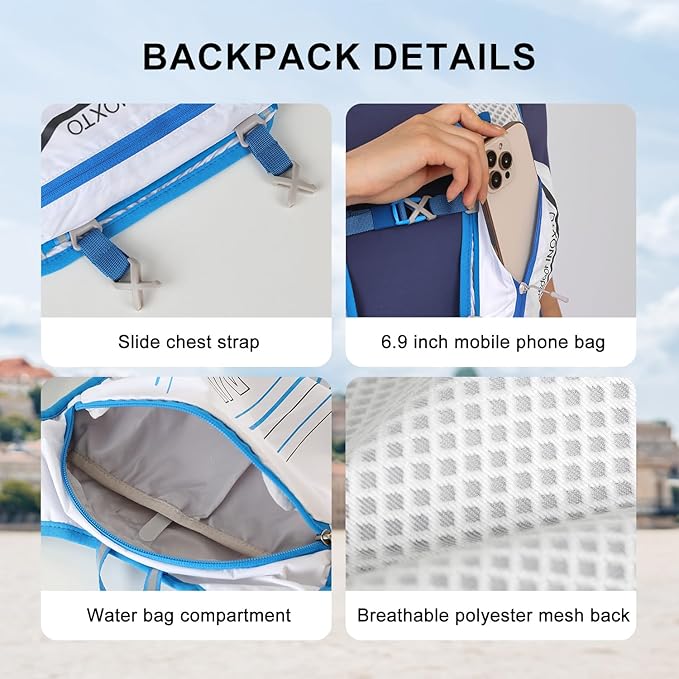 INOXTO Running Hydration Vest Backpack,Lightweight Insulated Pack with 1.5L Water Bladder Bag Daypack for Hiking Trail Running Cycling Race Marathon for Women Men