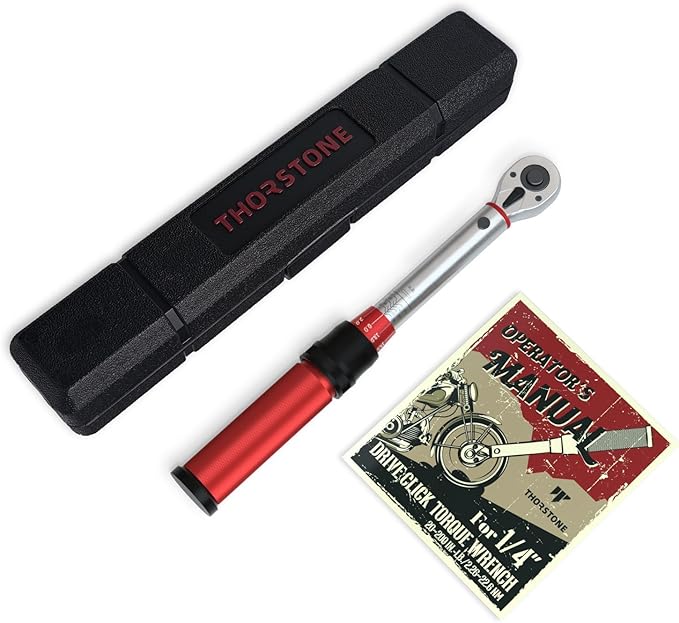 Thorstone 1/4 Torque Wrench, 90-Tooth Gear Professional Precision, 20-200 IN-LB/2.26~22.6 Nm Adjustable Micrometer Click Torque Wrench, for Bicycle Maintenance, ±2% Clockwise High Accuracy