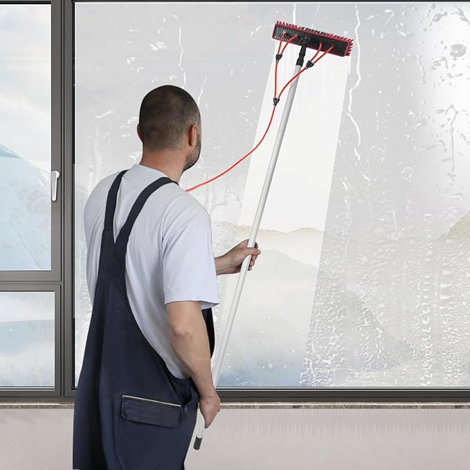 26.25FT Solar Panel Cleaner Window Washing Kit, Window Cleaning Kit with Extension Pole, Water Fed Brush Water Fed Pole Cleaning Kit, Washing Tool for Household & Outdoor