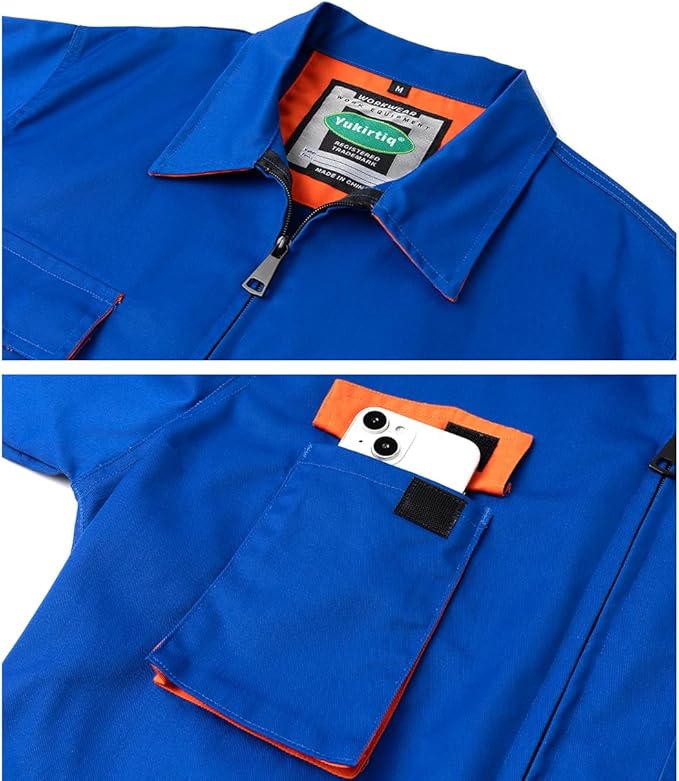 Men's Coveralls Mechanic Work Jumpsuit Multi Pockets Overalls Long Sleeve Workwear Coverall