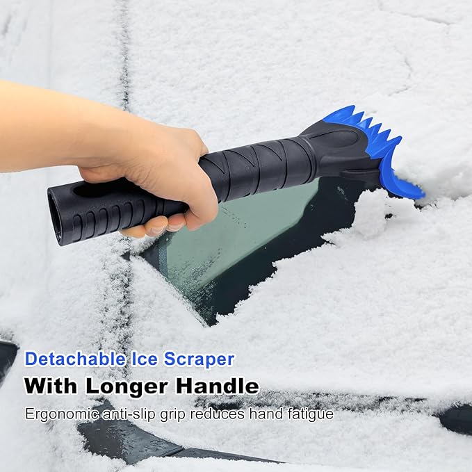 HEEYA 48 Inch Long Snow Brush for SUV, Extendable Ice Scraper and Brush with Foam Grip, 360° Pivoting Snow Car Brush for Truck Auto Jeep RV Vehicle Windshield Window - Blue