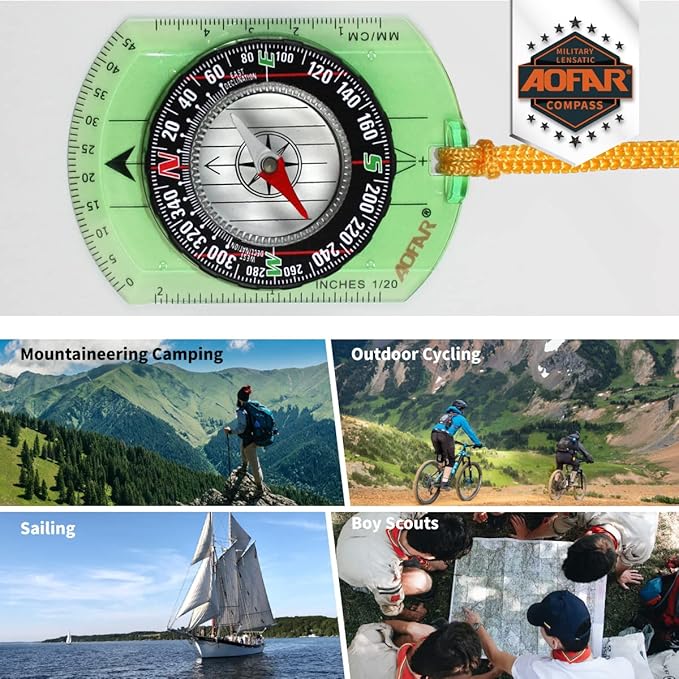 AOFAR Orienteering Compass AF-362 for Hiking and Navigation, Professional Field Compass for Map Reading and Survival, Lightweight