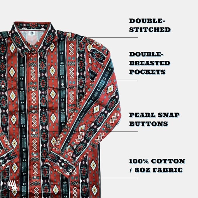 WoahBros FR Shirts for Men, 8oz Midweight Flame Resistant Welding Shirt, 100% Cotton, Pearl Snap Buttons - CAT2/NFPA2112