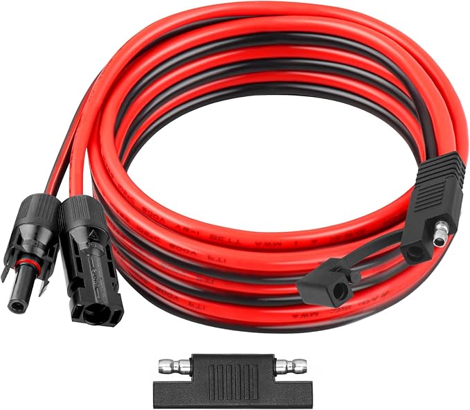10AWG Solar Panel to SAE Adapter Cable 15FT SAE Connector Battery Cable PV Solar Extension Wire with SAE Polarity Reverse Adapter for RV Caravan Solar Panel Battery Charger
