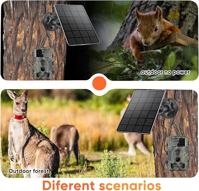 Trail Camera Solar Panels,3W Solar Kit Build-in 5000mAh Rechargeable Battery, Hunting Accessories for IP66 Waterproof, 5V Solar Power for Trail Camera