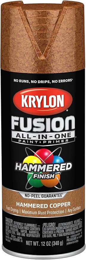 Krylon Fusion All-In-One Adhesive Hammered Finish Spray Paint for Indoor/Outdoor Use, 12 oz, Copper