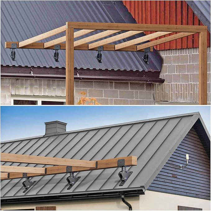 Roof Riser Brackets, Stainless Steel 4x4 (Actual Size:3.5"×3.5") Adjustable Angles Saddle Roof Riser Brackets for Patio Cover for Patio Cover Roof Gazebo, 3Pack