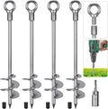 18'' Ground Anchors Screw in Heavy Duty 12mm Solid Steel, 3" Spiral Blade with Smooth Edges, Fully Welded Design for Mobile Home, Shed, Trampoline, Swing Set, Carport, Earth, Tent, 4Pack
