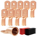 10pcs 2/0 Awg(00 Guage) - 1/4" (M6) Sanuke Wire Lugs Ring Terminal Connectors Ends Heavy Duty for Battery Cable Lug Wire Electrical Eyelets with 3:1 Dual Wall Adhesive Heat Shrink