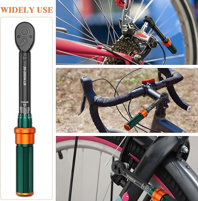 1/4 Drive Inch Pound Torque Wrench, 20-200 In-lb, ±3% High Accuracy Click Torque Wrench with 72-Tooth Dual-Direction Head for Bike Repair, Motorcycle and Precision Instrument Maintenance