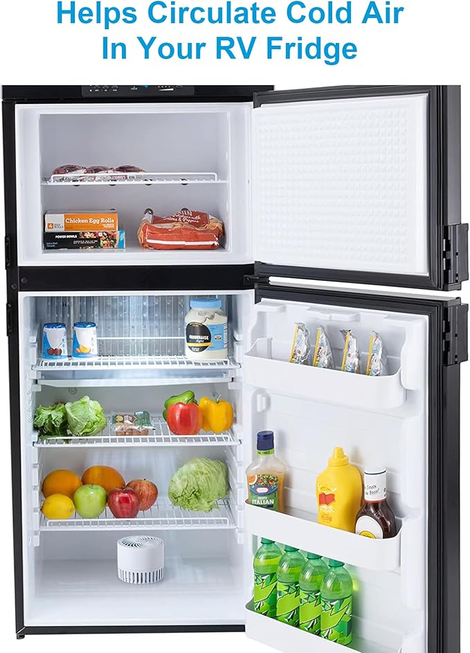 RV Refrigerator Fan, Low Noise, 3000 RPM Motor for Efficient Circulation of Internal RV Fridge Cold Air, Longer Food Preservation Time,Easy On/Off Switch (Excluding Batteries)