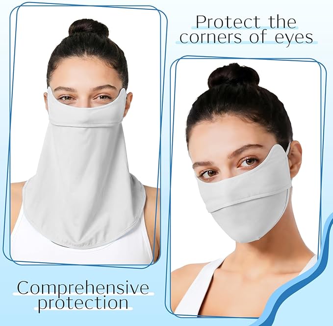 4 Pcs UV Sun Protection Face Mask and Neck Gaiter Scarf Cover UPF50+ Breathable Cooling Design for Summer Outdoor Activities