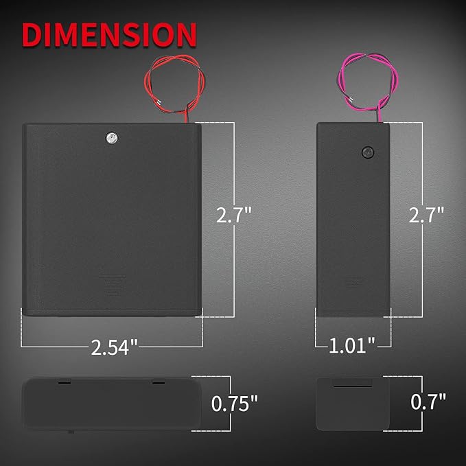 DAIERTEK AA Battery Holder Pack Single 1-4 AA Battery Holder with Switch Leads Cover Battery Box Case -Total 8Pcs
