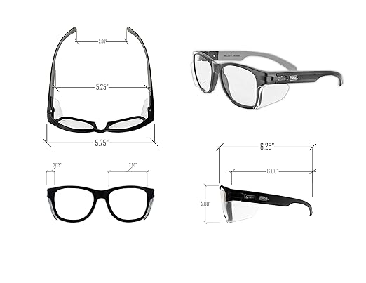 MAGID Y50 Safety Glasses, ANSI Z87.1, Anti-Fog UV Protection, 2 Pack Combo Lens 1 Clear 1 Gray, Side Shields, Black Frame, 2 Pairs