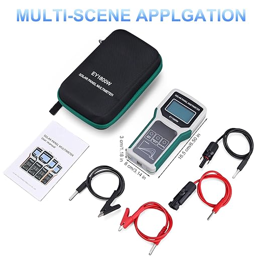 1800W Solar Panel Tester: MPPT Smart Photovoltaic Multimeter - Portable Solar Meter - Clear LCD Display - Measures Power Output - Open Circuit Voltage - Ideal for PV System Troubleshooting
