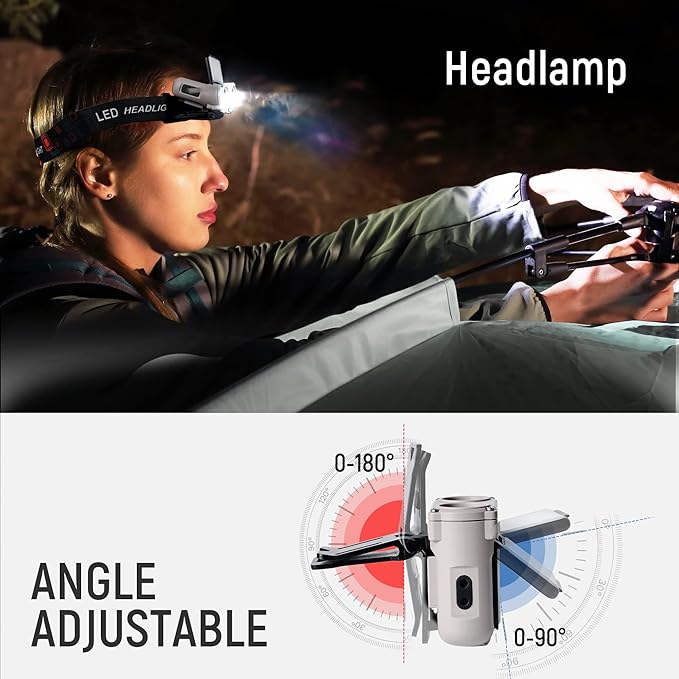LED Hard Hat Light, 800Lumens Rechargeable Dimmable Clip on Cap Lights, 180°Adjustable Hat Flashlight Headlamp Waterproof for Running, Camping, Hunting, Cycling (Olive Green)
