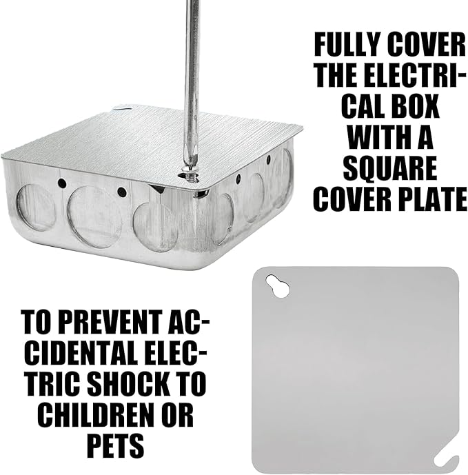 4 Inch Silver Metal Electrical Box Cover Electrical Junction Box Cover Square Flat Blank Electrical Box Panel Cover
