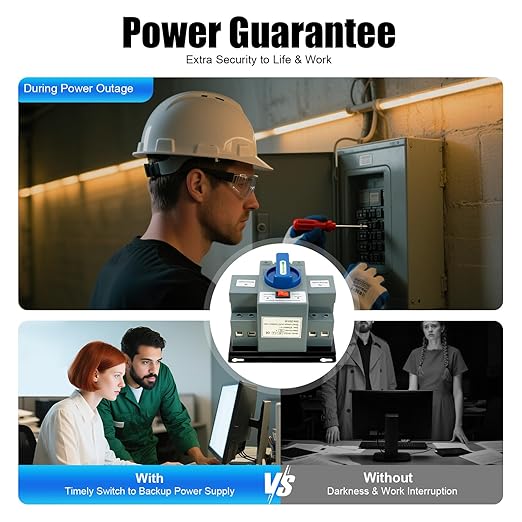 DNYSYSJ 110V 2P 63A Automatic Transfer Switch, Dual Power Generator Transfer Switch, Dual Power Generator Changeover Switch Self Cast Conversion 60HZ AC-33iB 6A-63A (2P/63A)
