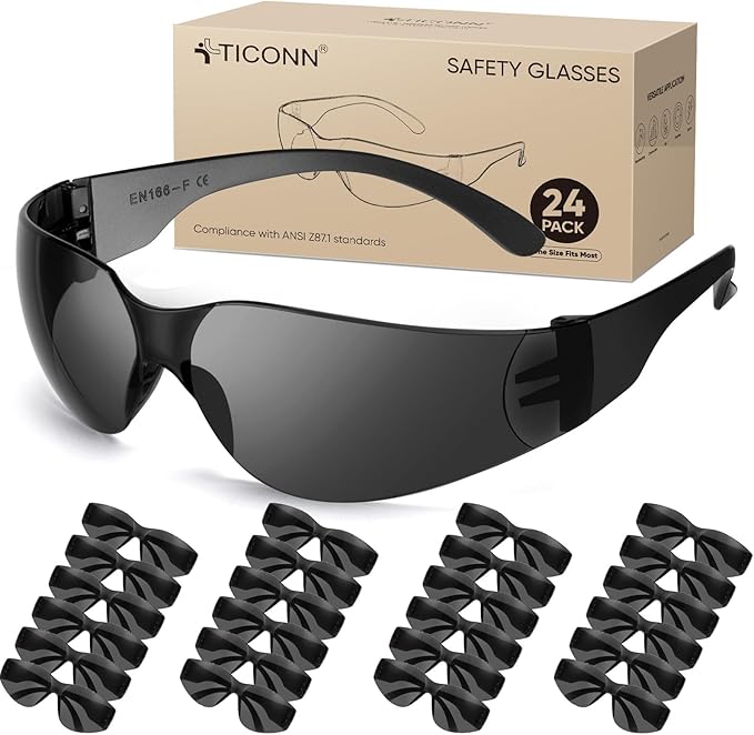TICONN Clear Safety Glasses for Men, Safety Goggles with Scratch Impact Resistant Meets ANSI Z87.1 Standard