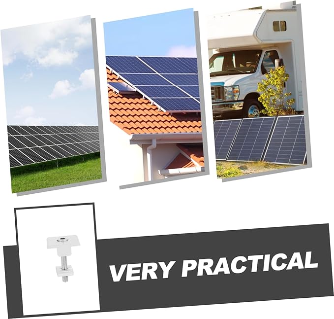 BESPORTBLE 4pcs Aluminum Solar Panel Mid Clamps for Secure Mounting Roof Rv and Gutter Systems Durable Uv Resistant and Versatile Compatibility