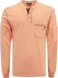 KONRECO FR Shirts for Men Long Sleeve 7oz Cotton Flame Resistant/Fire Retardant CAT2 Henley Shirt