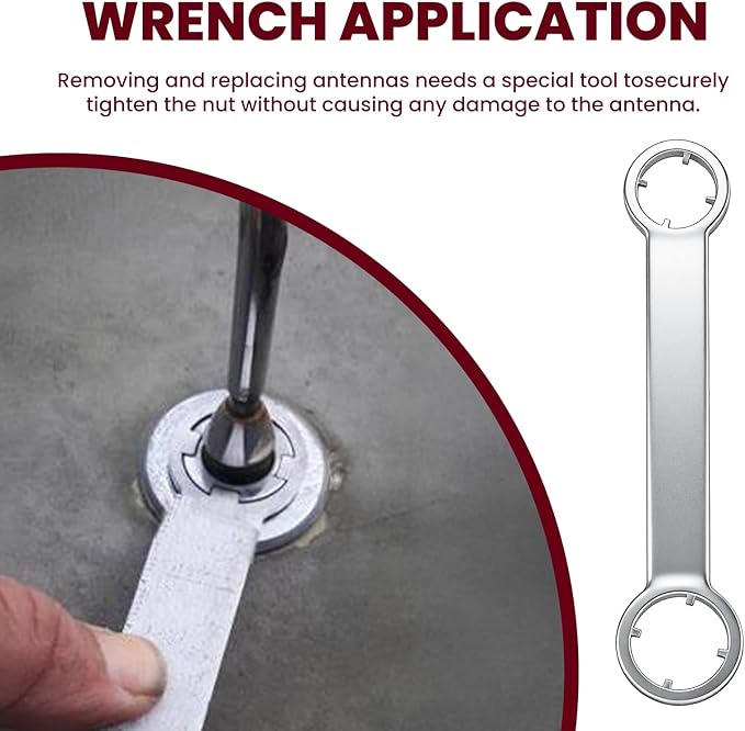 ETZ Antenna Removal Tool and Nut Wrench, 4 Port Sizes Bezel Nut Disassembly Tool for Automotive Antennas (3/4" to 1-1/4"), Solid Steel Pin-Type Wrench, 2-Piece Set