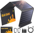 30W Portable Solar Panel 3 USB Ports Chargers (18V/1.6A Max), IP65 Waterproof Large-Capacity Storage Solar Panel, Fast Charging Foldable Panel for Camping,Hiking, Cell Phone,Tablet