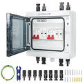 2 String 500V PV Combiner Box 2 in 2 Out, Dual String 63A DC Circuit Breaker with Solar Disconnect Function, Surge Protection, IP65 Weather-Resistant Enclosure