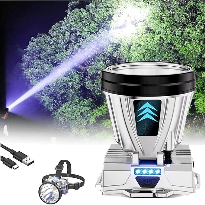 2 Pack Super Bright Headlamp High Power Headlight LED Rechargeable Motion Sensor Hunting Head lamp Flashlight Spotlight Light for Outdoor Fishing Camping Hiking