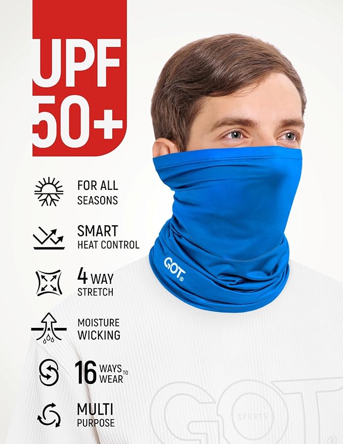 GOT Sports Cooling Neck Gaiter - UPF 50+ Fishing Face Mask for Men Women - Thermoregulation & UV Sun Protection
