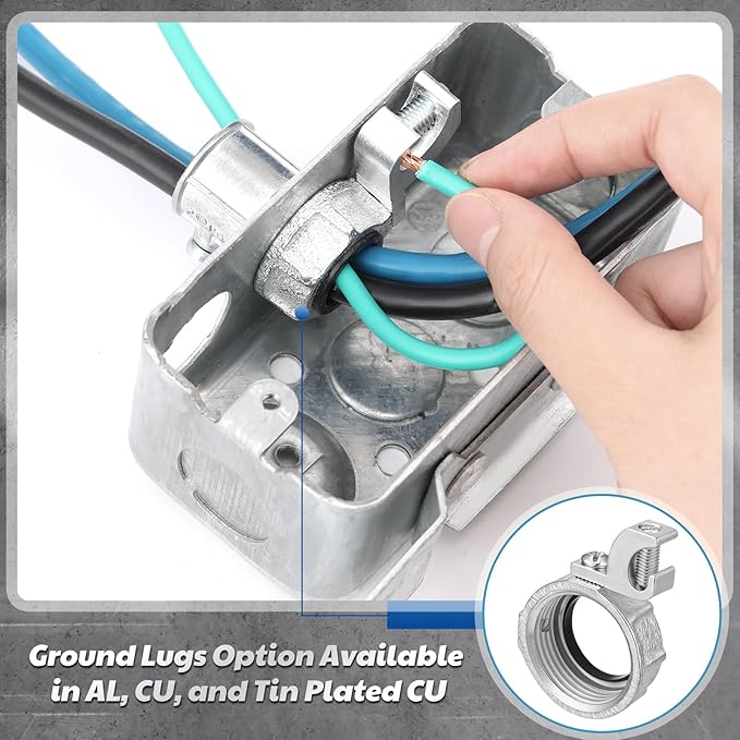 Blulu 10 Pcs 1 Inch Insulated Grounding Bushing with Adjustable Lay in Lug Zinc Plated Malleable Iron Grounding Ground Bond Bushing