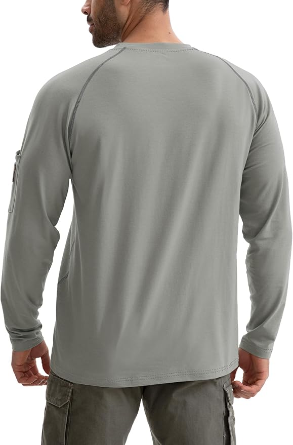 WORKWEYA FR Shirts for Men 6OZ Light Weight Welding Shirts Thumb Hole Stretch Breathable NFPA2112 CAT2 for Summer